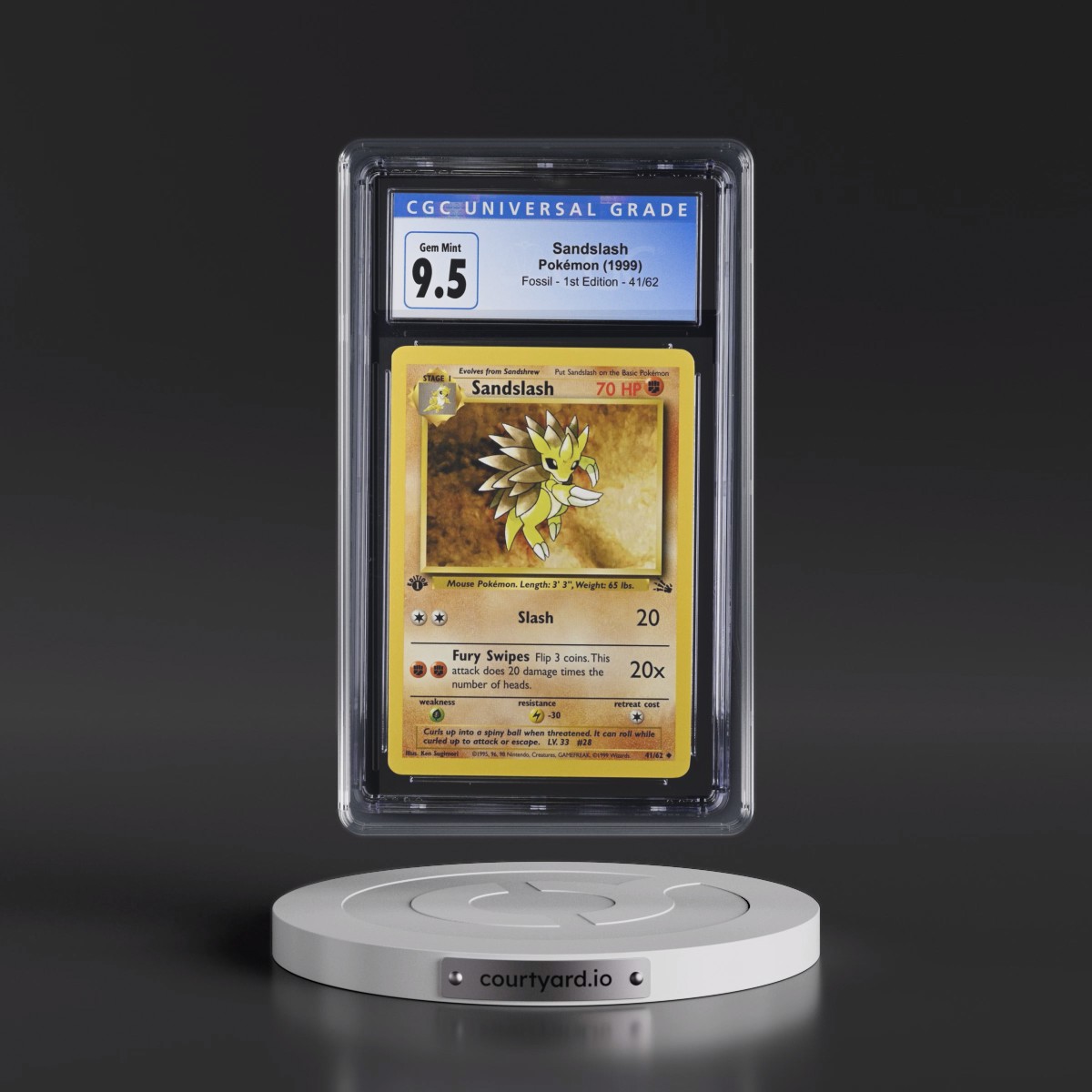 1999 Fossil #41/62 Sandslash - 1st Edition 1st Edition (CGC 10 GEM MINT)