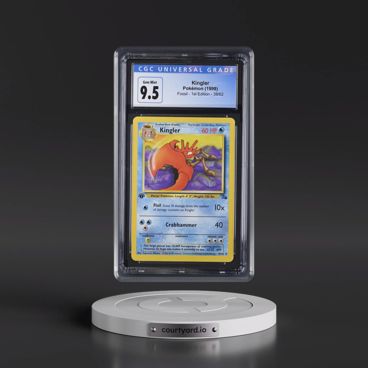 1999 Fossil #38/62 Kingler - 1st Edition 1st Edition (CGC 10 GEM MINT)