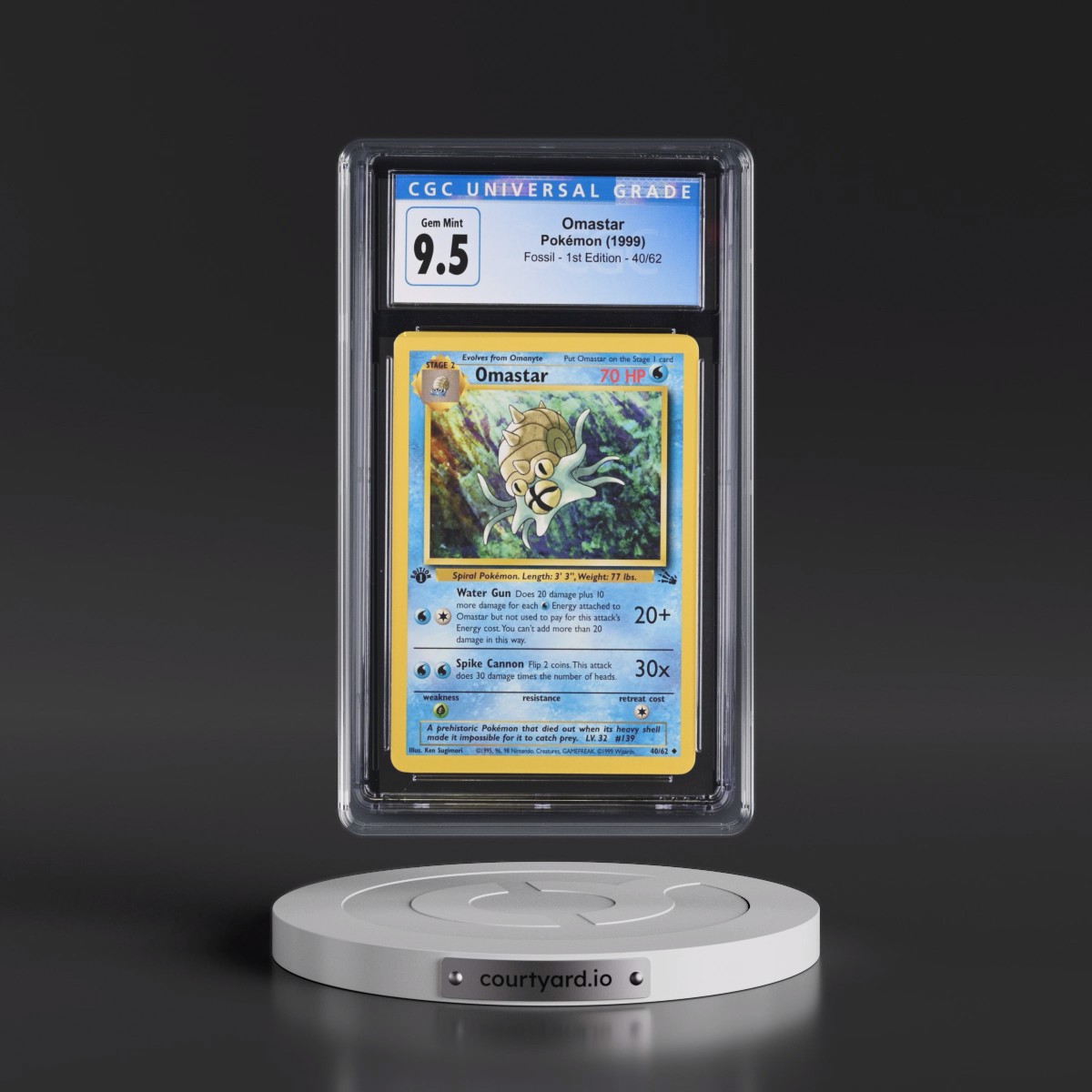 1999 Fossil #40/62 Omastar - 1st Edition 1st Edition (CGC 10 GEM MINT)