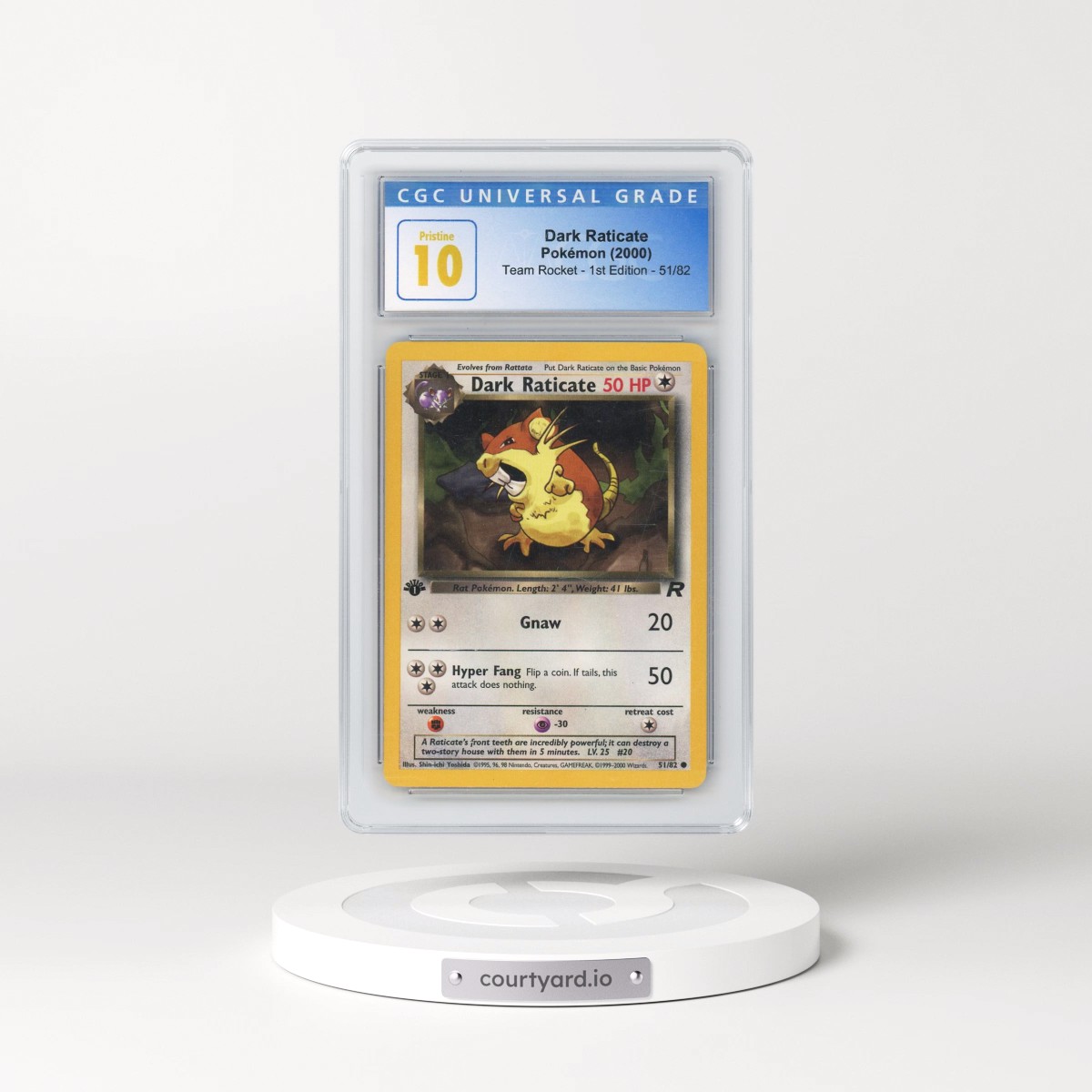 2000 Team Rocket #51/82 Dark Raticate - 1st Edition 1st Edition (CGC 10 PRISTINE)