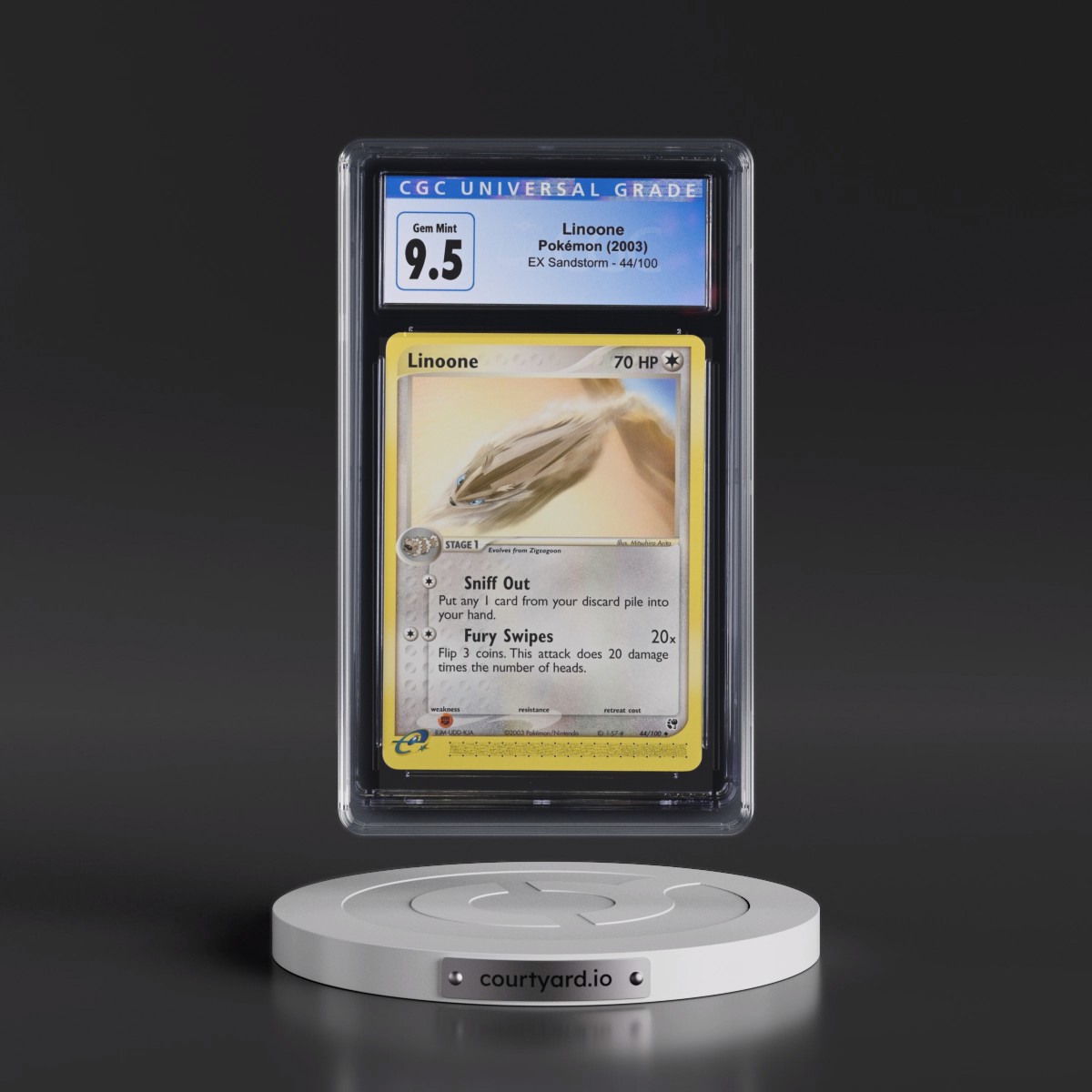 2003 EX Sandstorm (2003 Copyright, w/ "e" Symbol) #44/100 Linoone (CGC 10 GEM MINT)