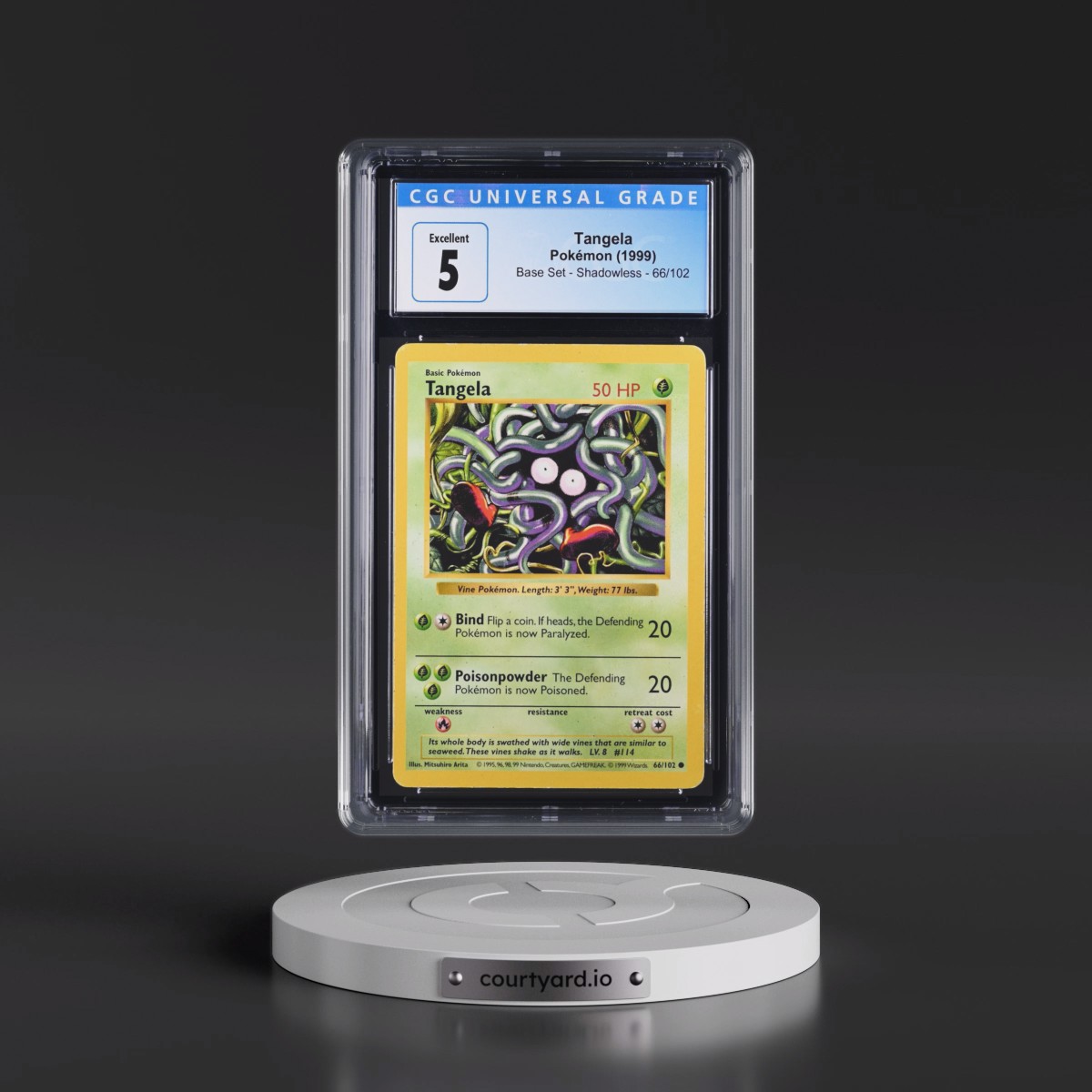 1999 Base Set #66/102 Tangela - Shadowless Shadowless (CGC 5 EX)