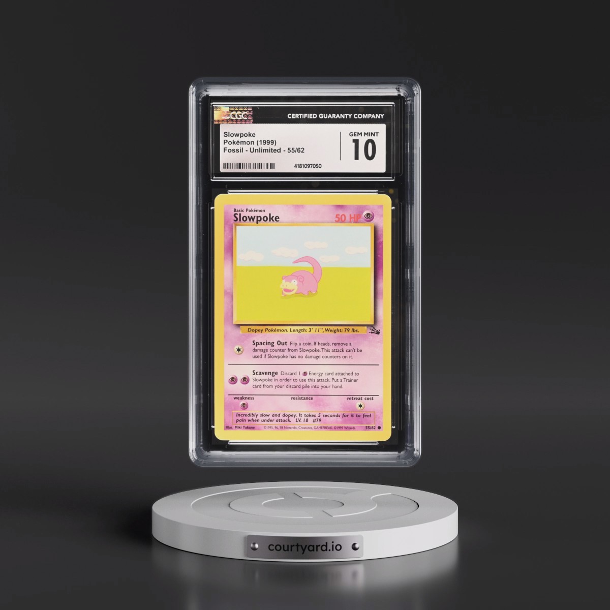 1999 Fossil #55/62 Slowpoke (CGC 10 GEM MINT)