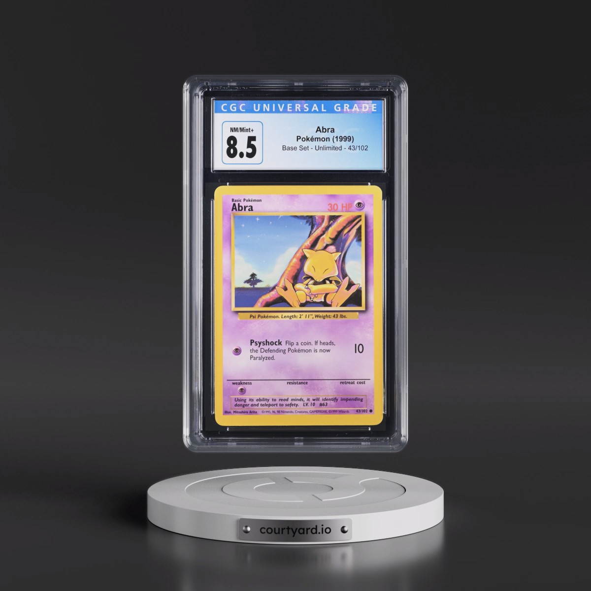 1999 Base Set #43/102 Abra (CGC 8.5 NM-MT+)