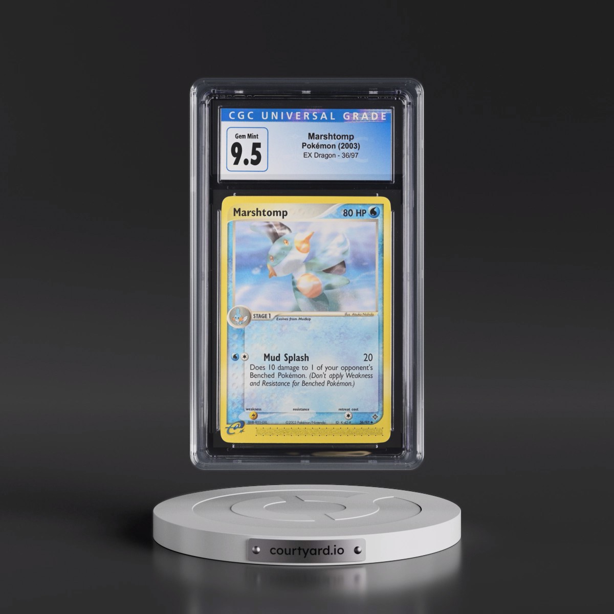 2003 EX Dragon (2003 Copyright, w/ "e" Symbol) #36/97 Marshtomp (CGC 10 GEM MINT)