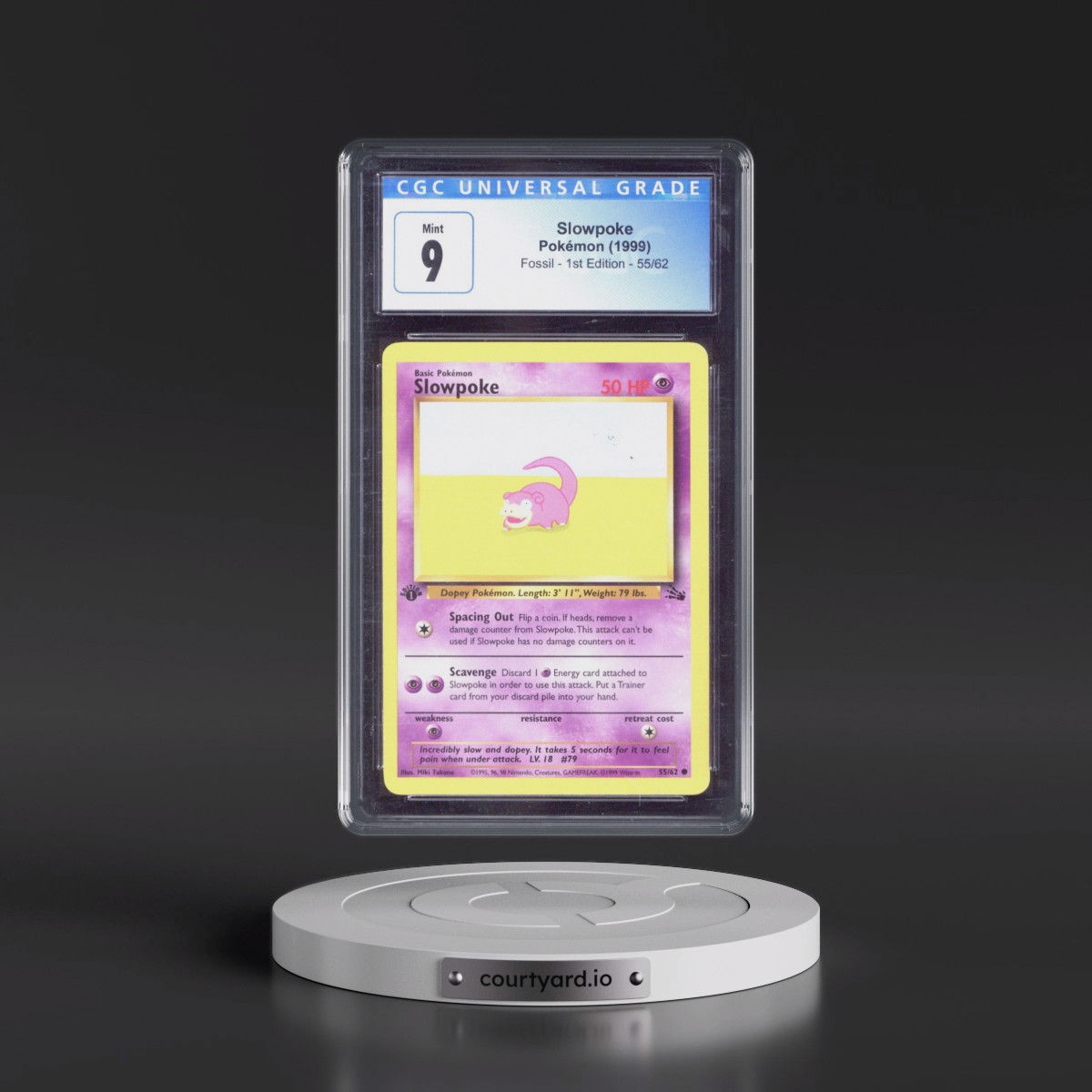 1999 Fossil #55/62 Slowpoke - 1st Edition 1st Edition (CGC 9 MINT)