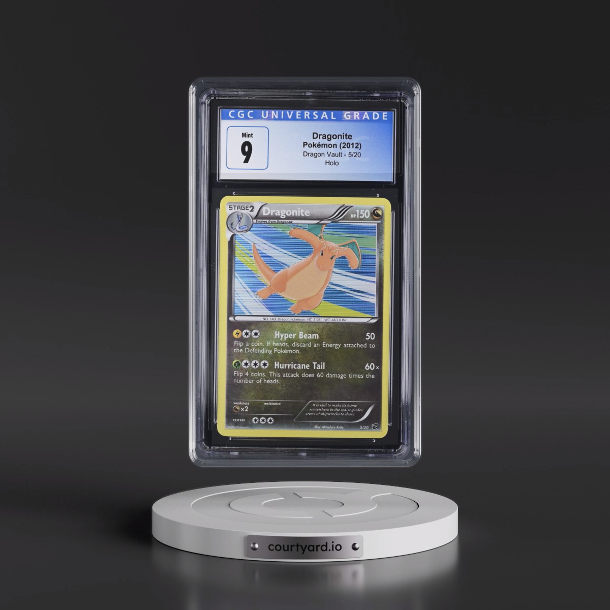 2012 Pokémon Black & White Dragon Vault #5 Dragonite - Holo (CGC 9 MINT)