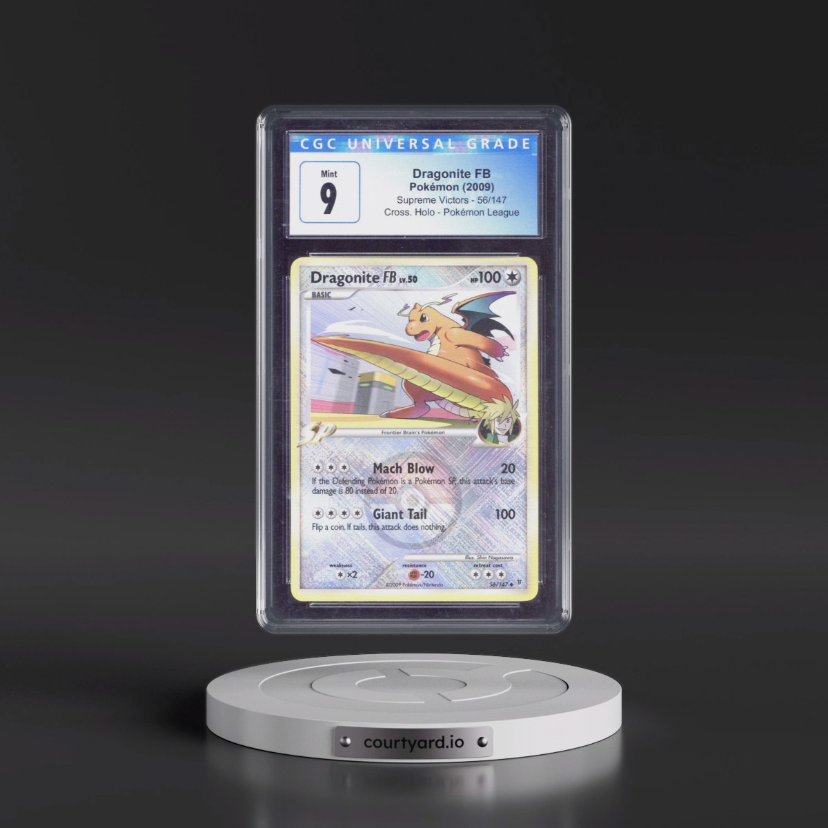 2009 Supreme Victors #56/147 Dragonite FB - Pokémon League (Crosshatch Holo) (CGC 9 MINT)