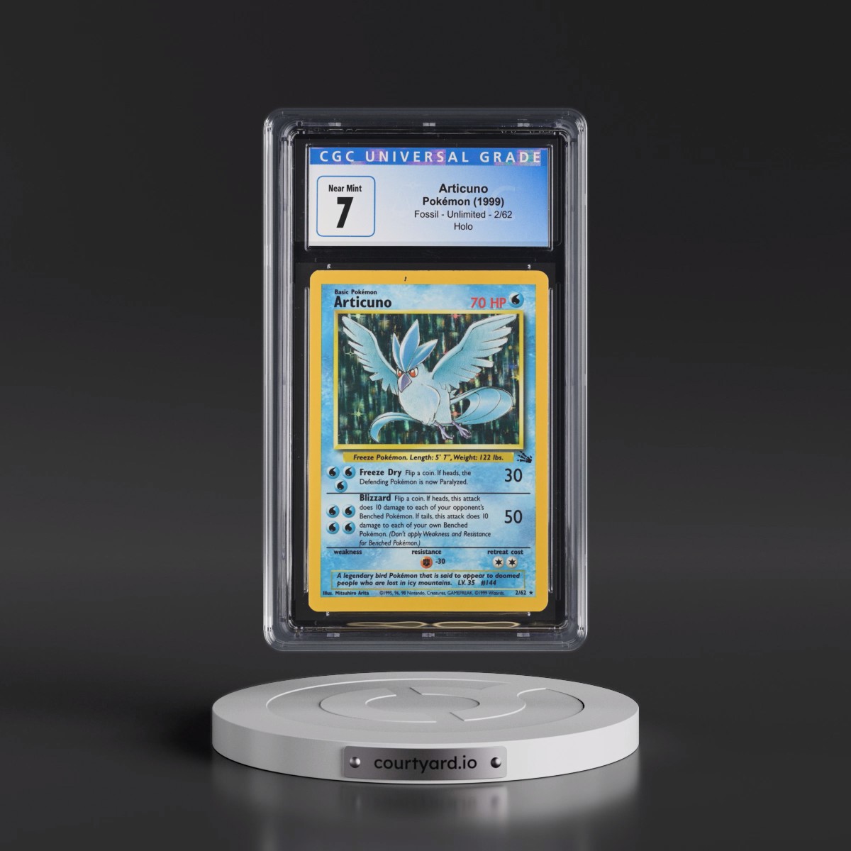 1999 Fossil #2/62 Articuno - Galaxy Star Holo (CGC 7 NM)