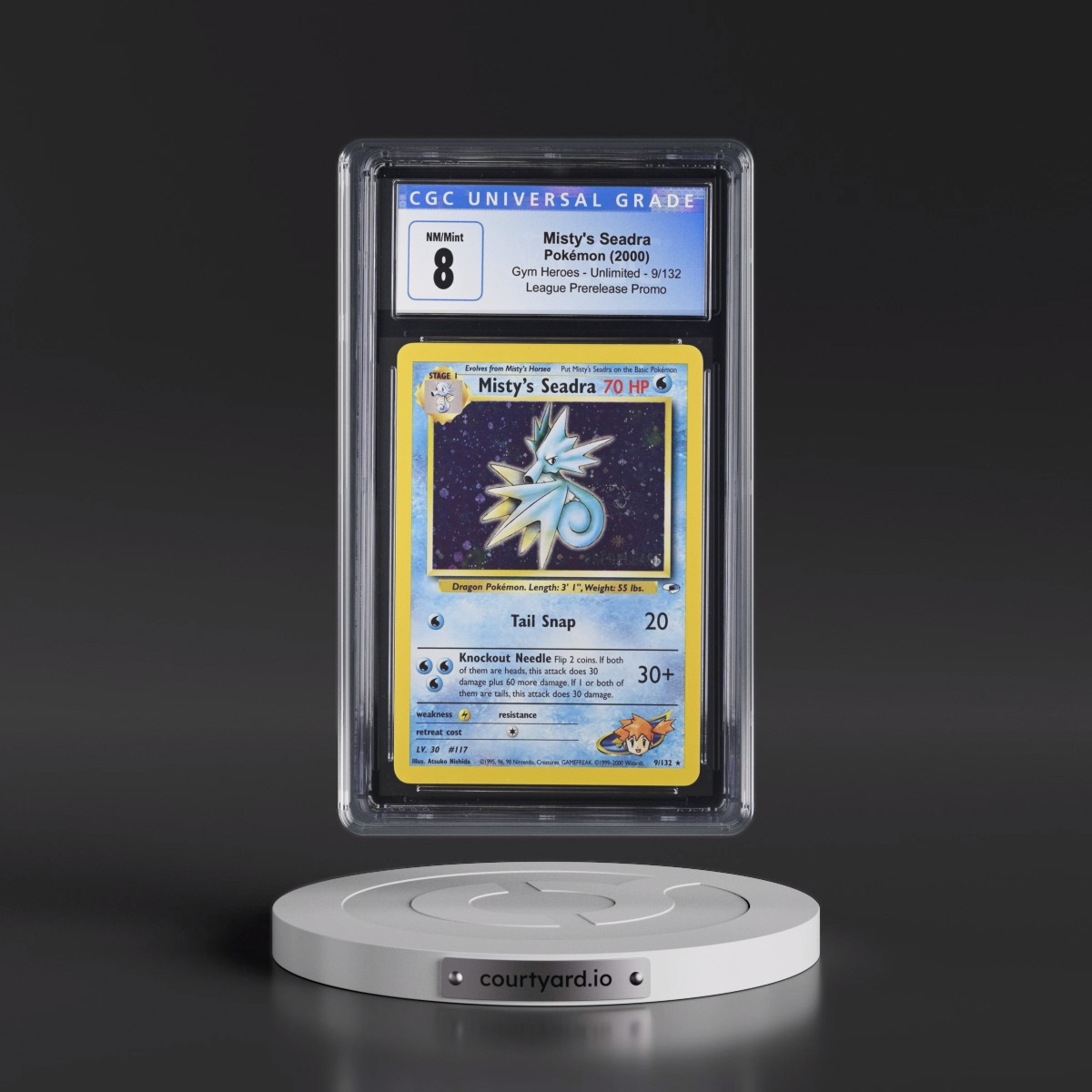 2000 Gym Heroes #9/132 Misty's Seadra - League Prerelease Promo (Holo) (CGC 8 NM-MT)