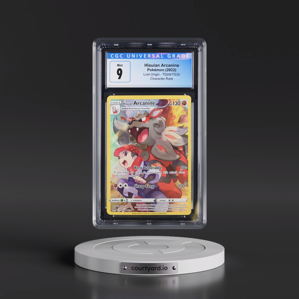 2022 Lost Origin #TG08/TG30 Hisuian Arcanine - Trainer Gallery Holo (CGC 9 MINT)