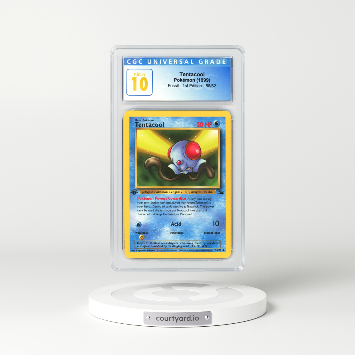 1999 Fossil #56 Tentacool - 1st Edition (CGC 10 PRISTINE)