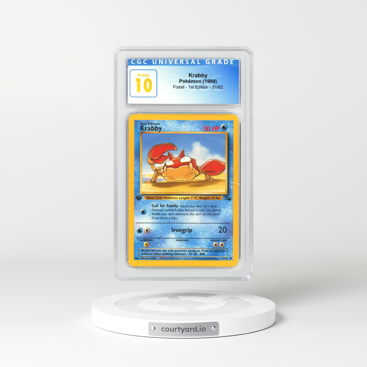 1999 Fossil #51 Krabby - 1st Edition (CGC 10 PRISTINE)