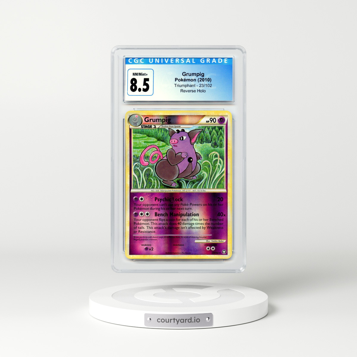 2010 HS Triumphant #23 Grumpig - Holo (CGC 8.5 NM-MT+)