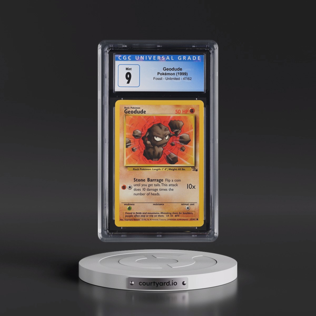 1999 Fossil #47/62 Geodude (CGC 9 MINT)