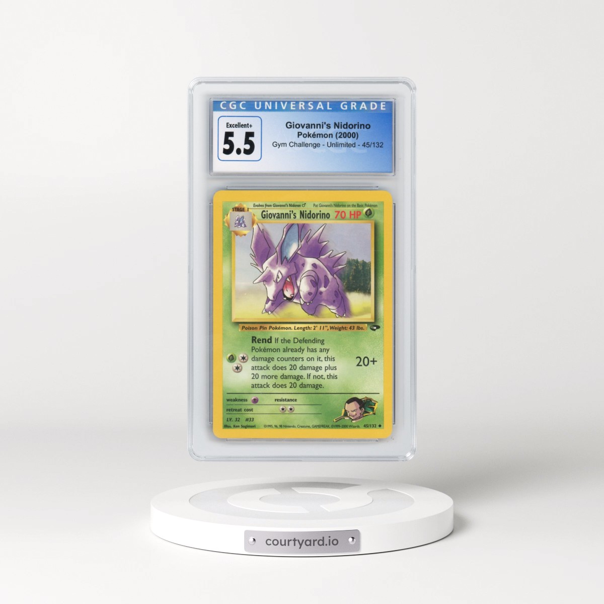 2000 Gym Challenge #45/132 Giovanni's Nidorino (CGC 5.5 EX+)
