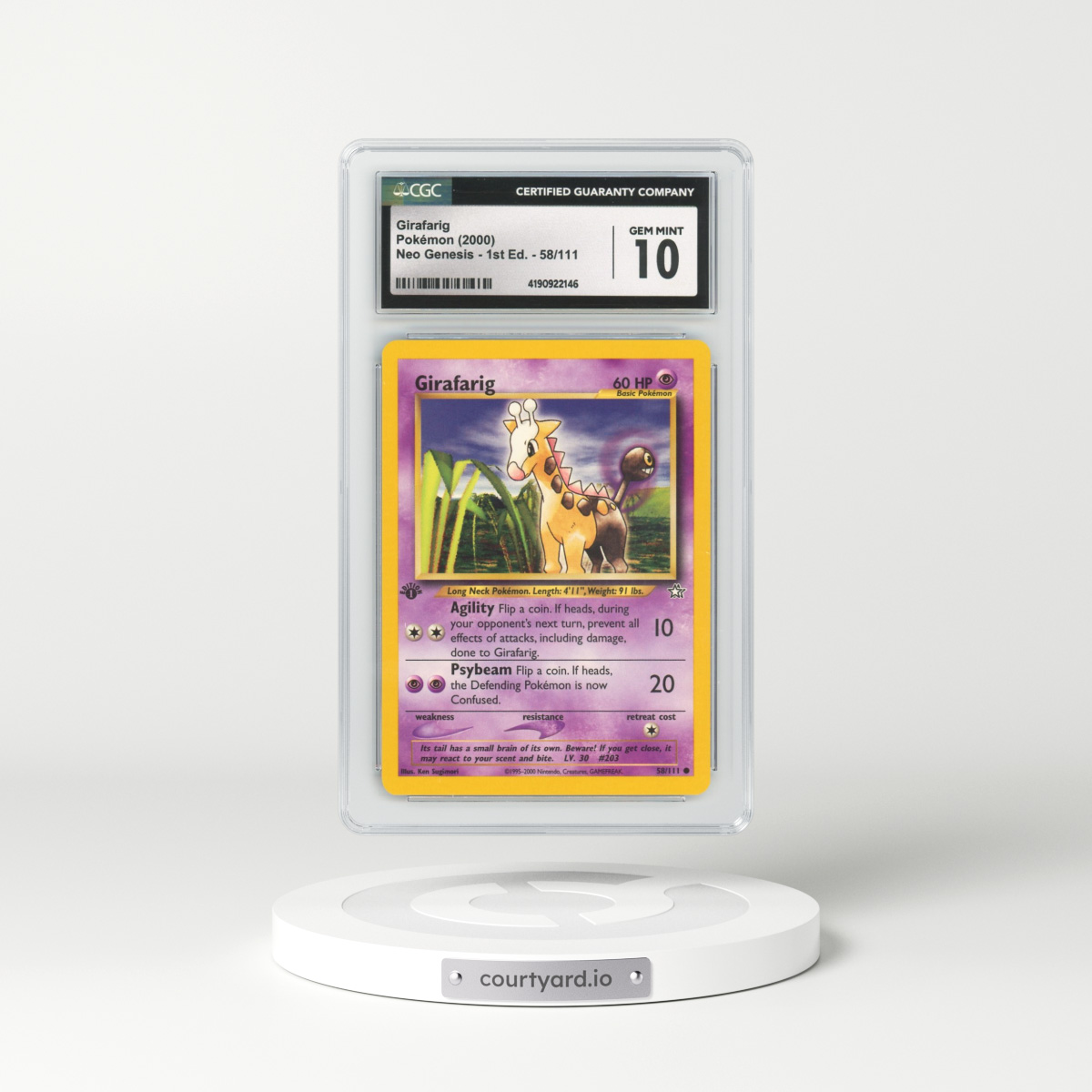 2000 Neo Genesis #58 Girafarig - 1st Edition (CGC 10 GEM MINT)