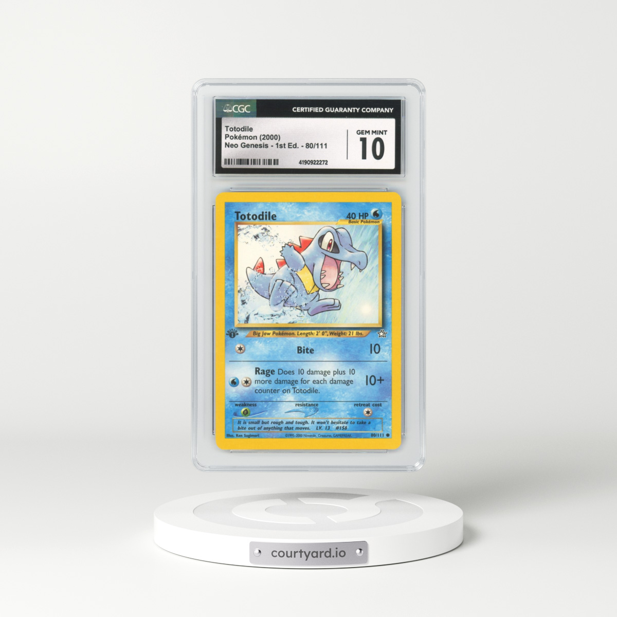 2000 Neo Genesis #80 Totodile - 1st Edition (CGC 10 GEM MINT)