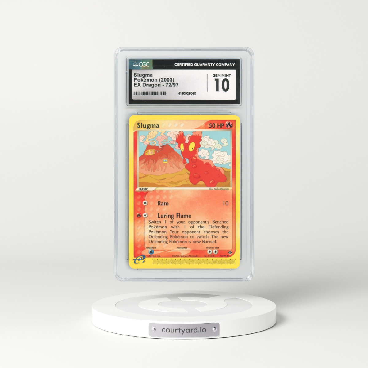 2003 EX Dragon (2003 Copyright, w/ "e" Symbol) #72/97 Slugma (CGC 10 GEM MINT)