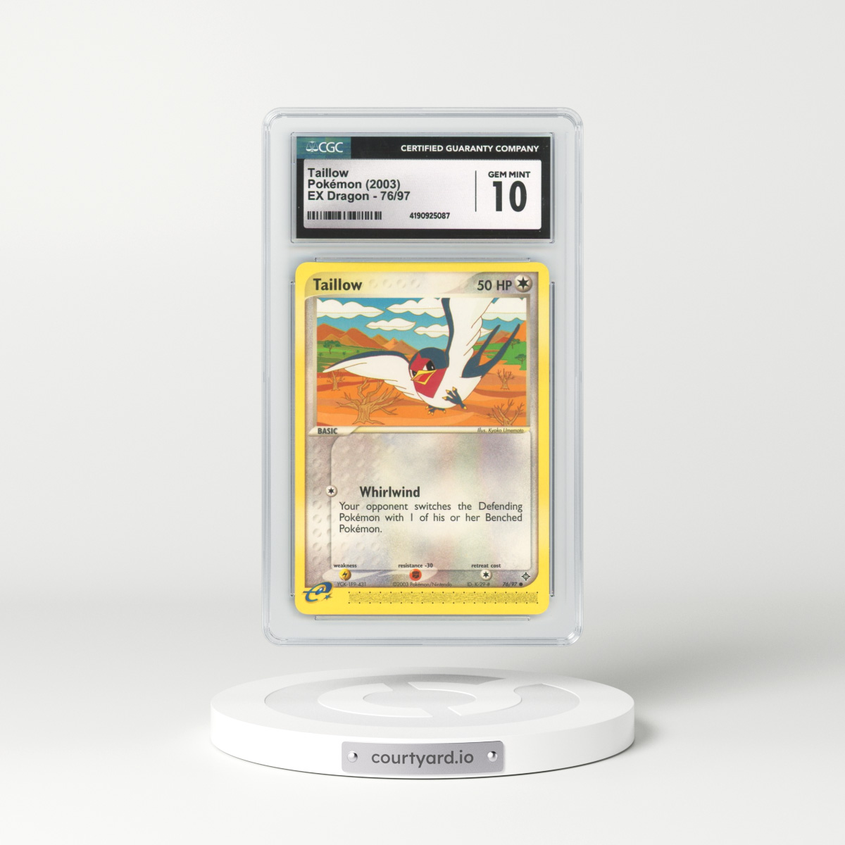 2003 EX Dragon (2003 Copyright, w/ "e" Symbol) #76/97 Taillow (CGC 10 GEM MINT)