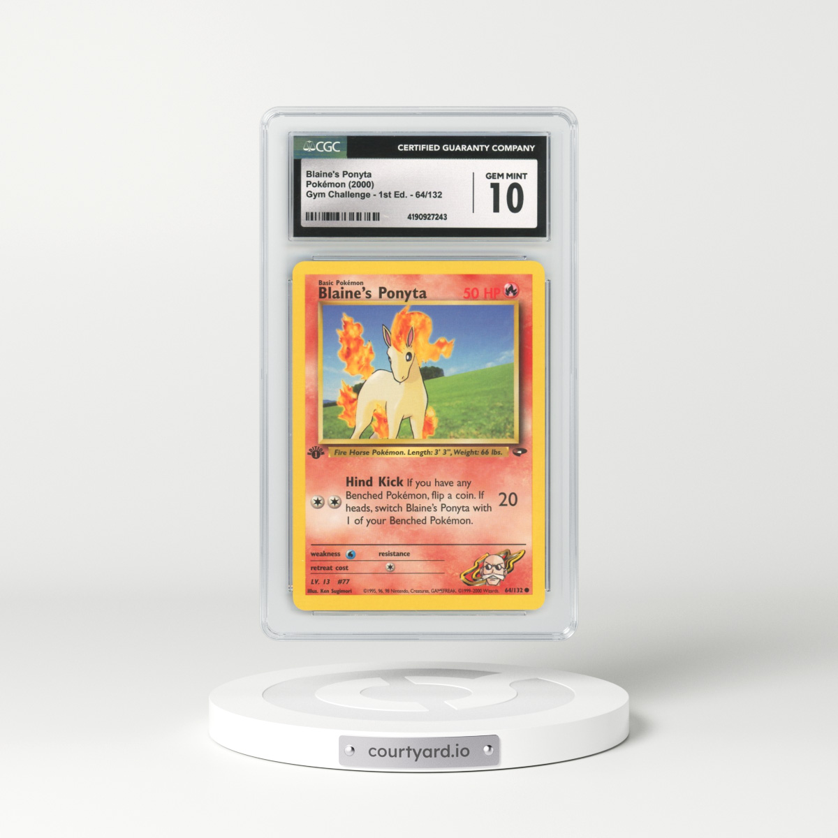 2000 Gym Challenge #64 Blaine's Ponyta - 1st Edition (CGC 10 GEM MINT)
