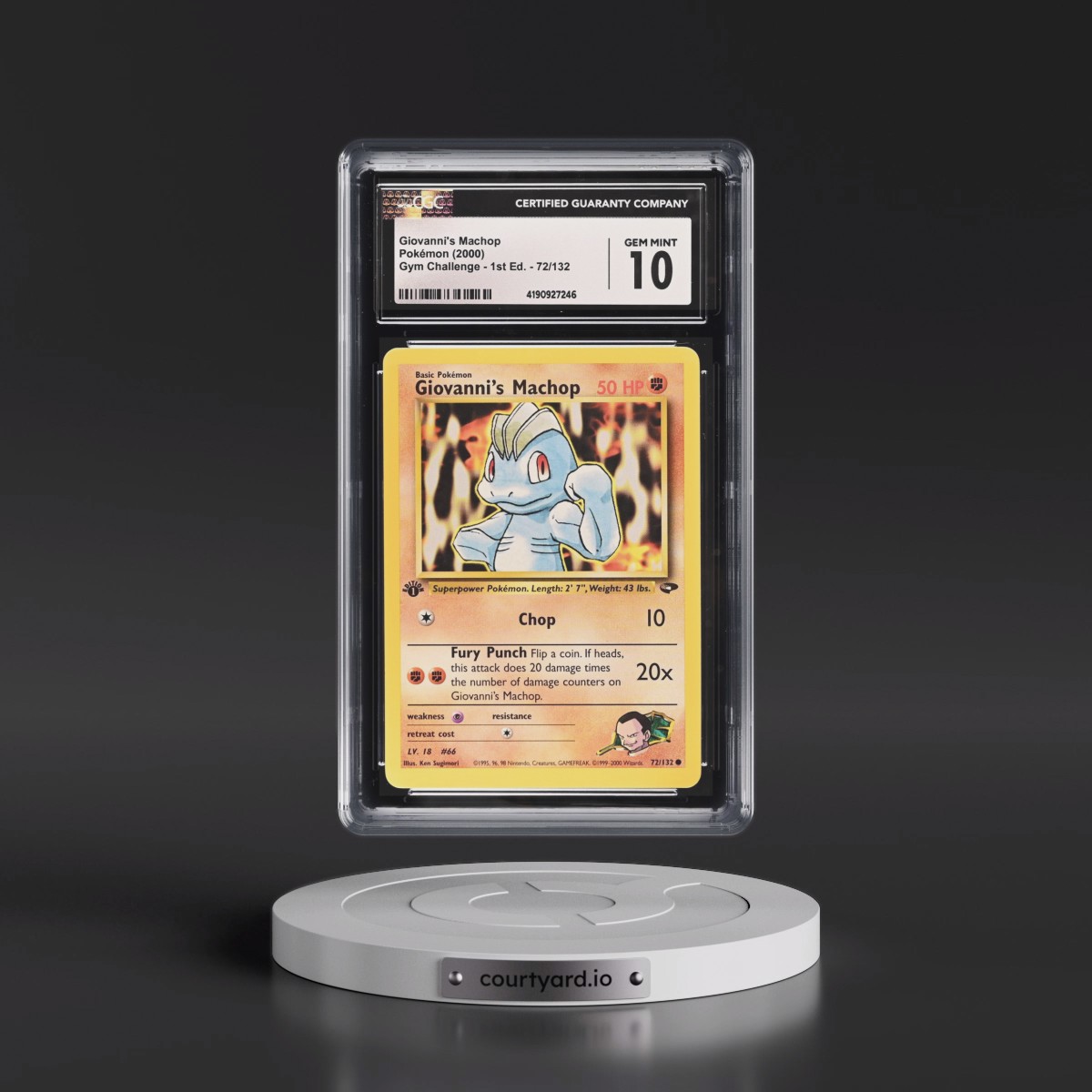 2000 Gym Challenge #72/132 Giovanni's Machop - 1st Edition 1st Edition (CGC 10 GEM MINT)