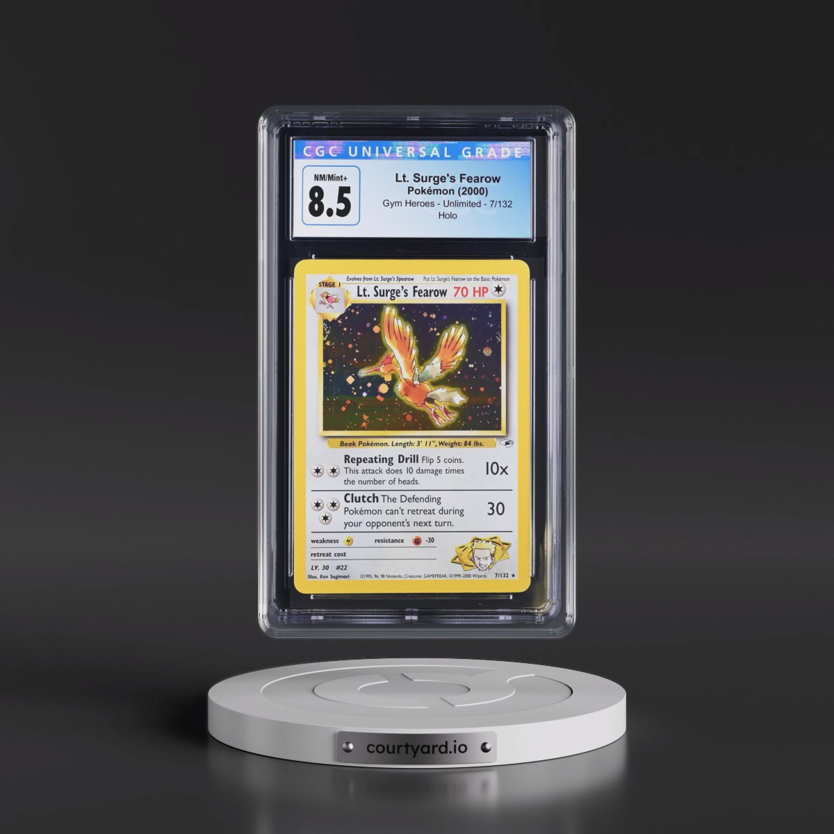 2000 Gym Heroes #7/132 Lt. Surge's Fearow - Holo (CGC 8.5 NM-MT+)