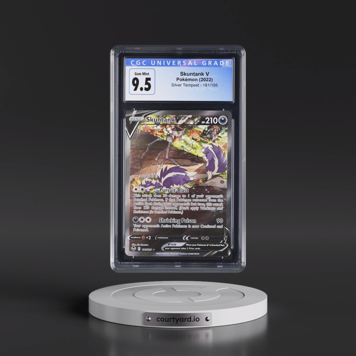 2022 Silver Tempest #181/195 Skuntank V - Ultra Rare Holo (CGC 10 GEM MINT)