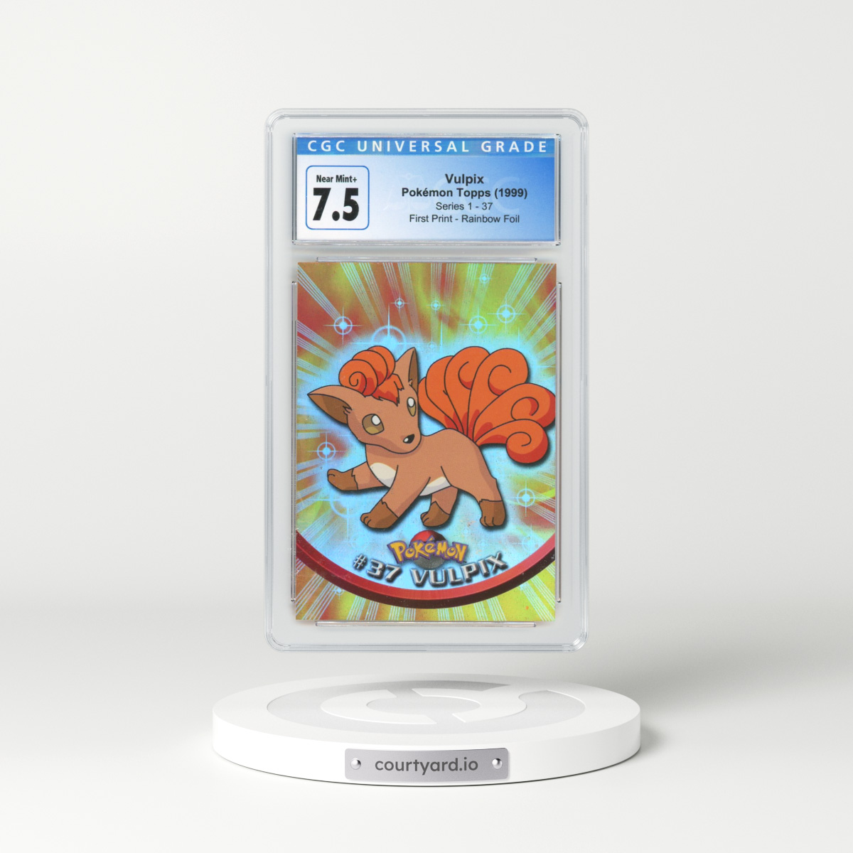 1999 Topps Series 1 #37 Vulpix - First Print (Blue Topps Logo) Rainbow Foil (Smooth) (CGC 7.5 NM+)