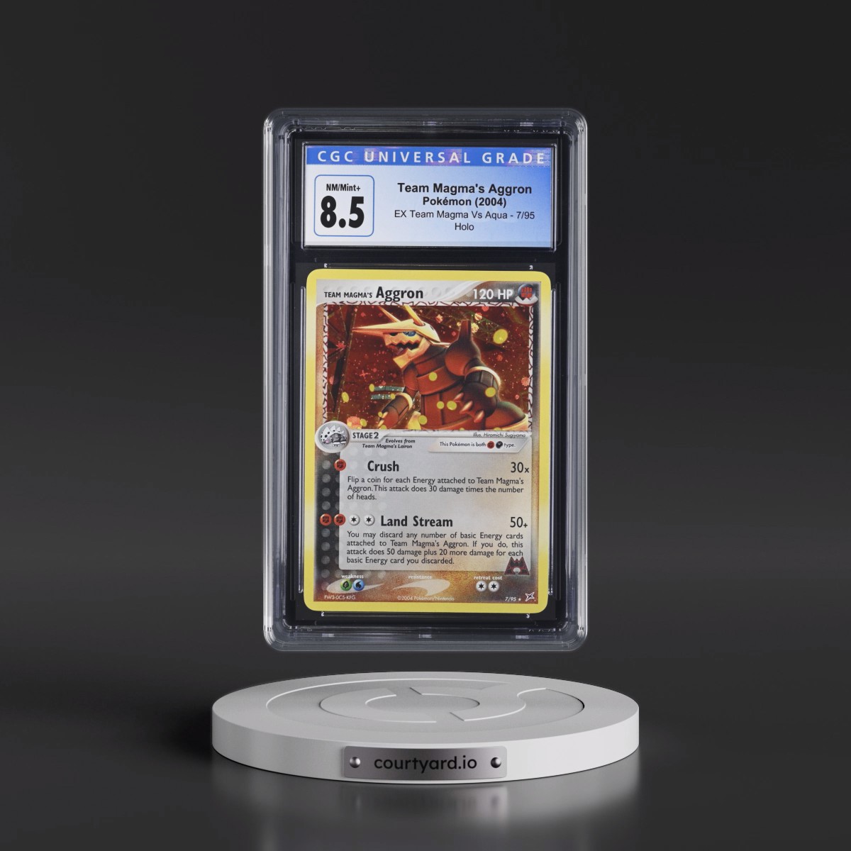 2004 EX Team Magma Vs Team Aqua #7/95 Team Magma's Aggron - Holo (CGC 8.5 NM-MT+)