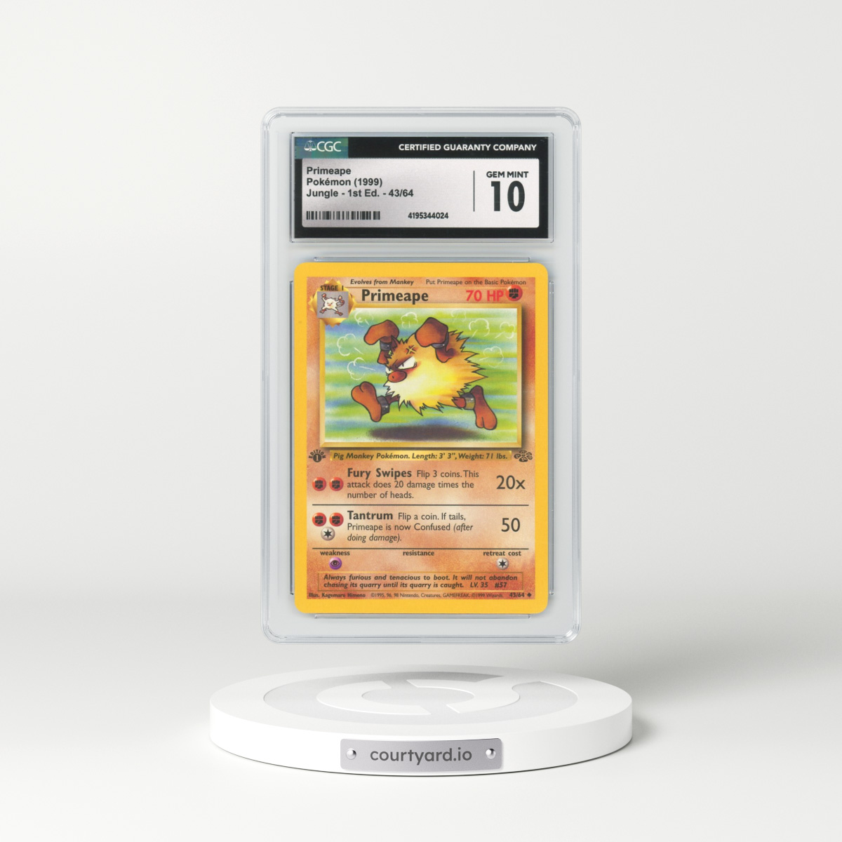 1999 Jungle #43 Primeape - 1st Edition (CGC 10 GEM MINT)