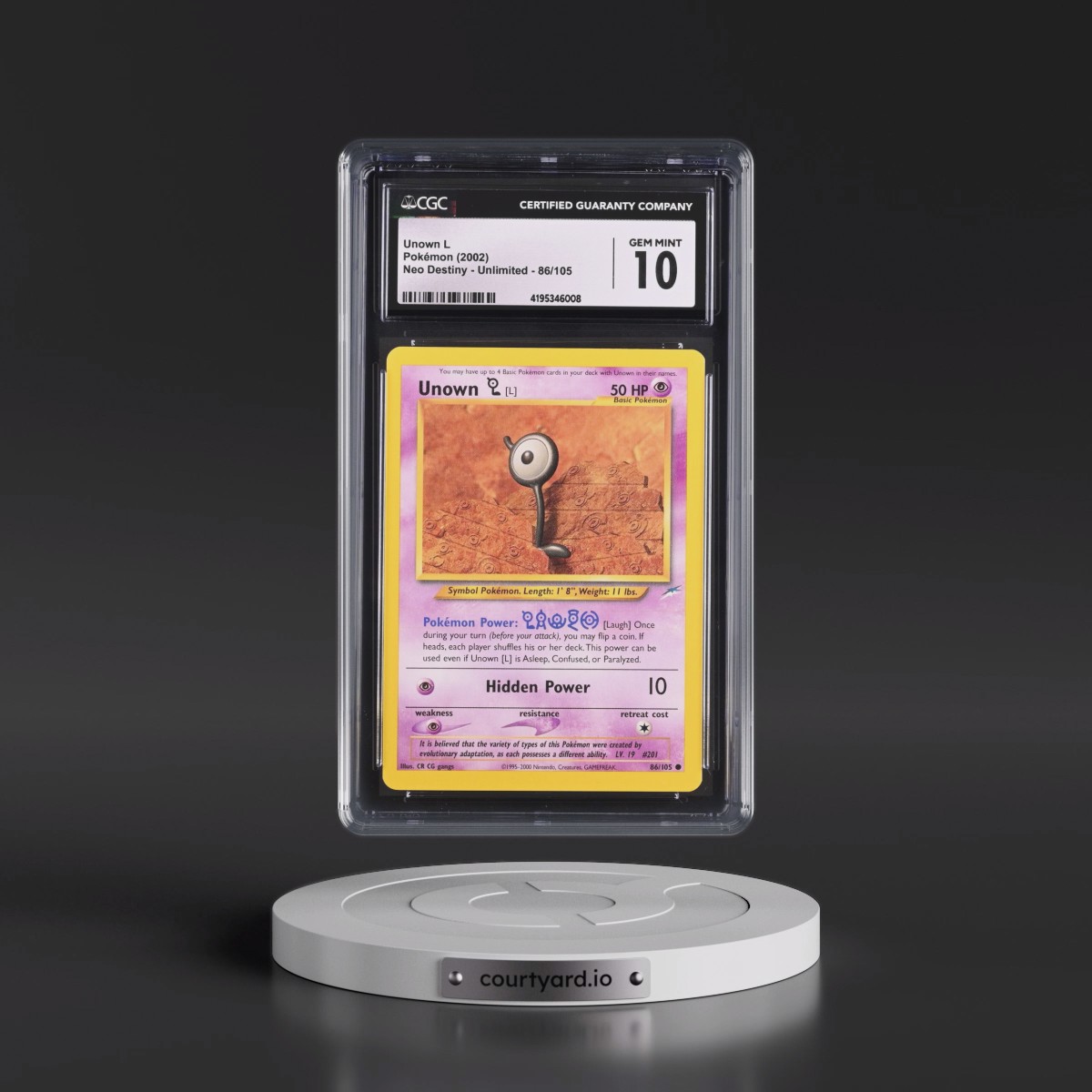 2002 Neo Destiny #86/105 Unown L (CGC 10 GEM MINT)