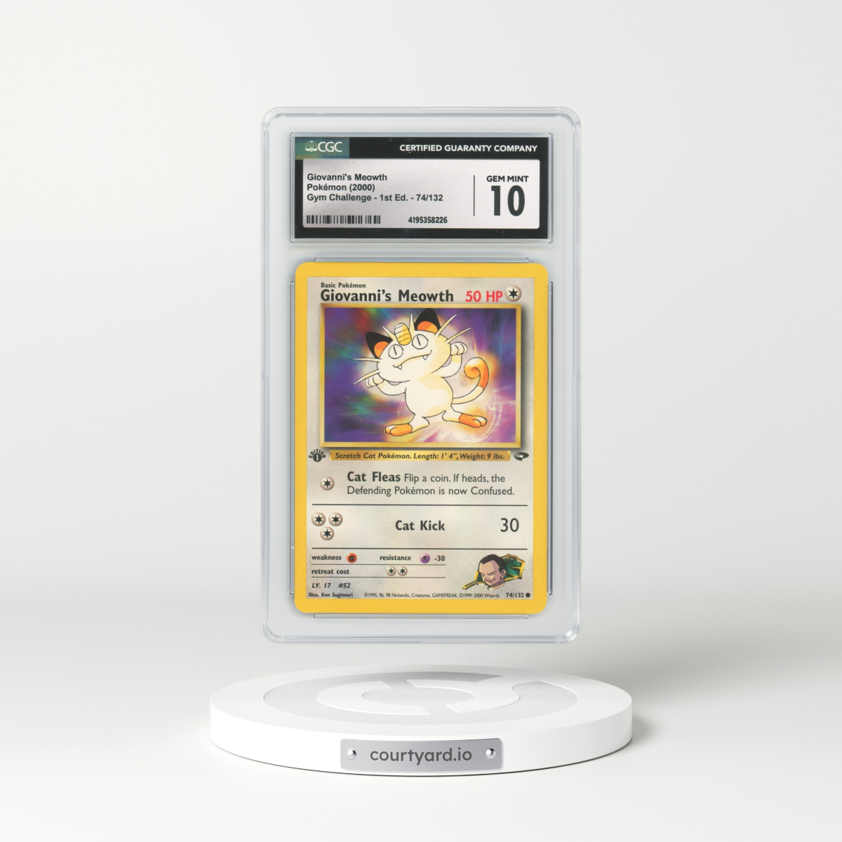 2000 Gym Challenge #74 Giovanni's Meowth - 1st Edition (CGC 10 GEM MINT)