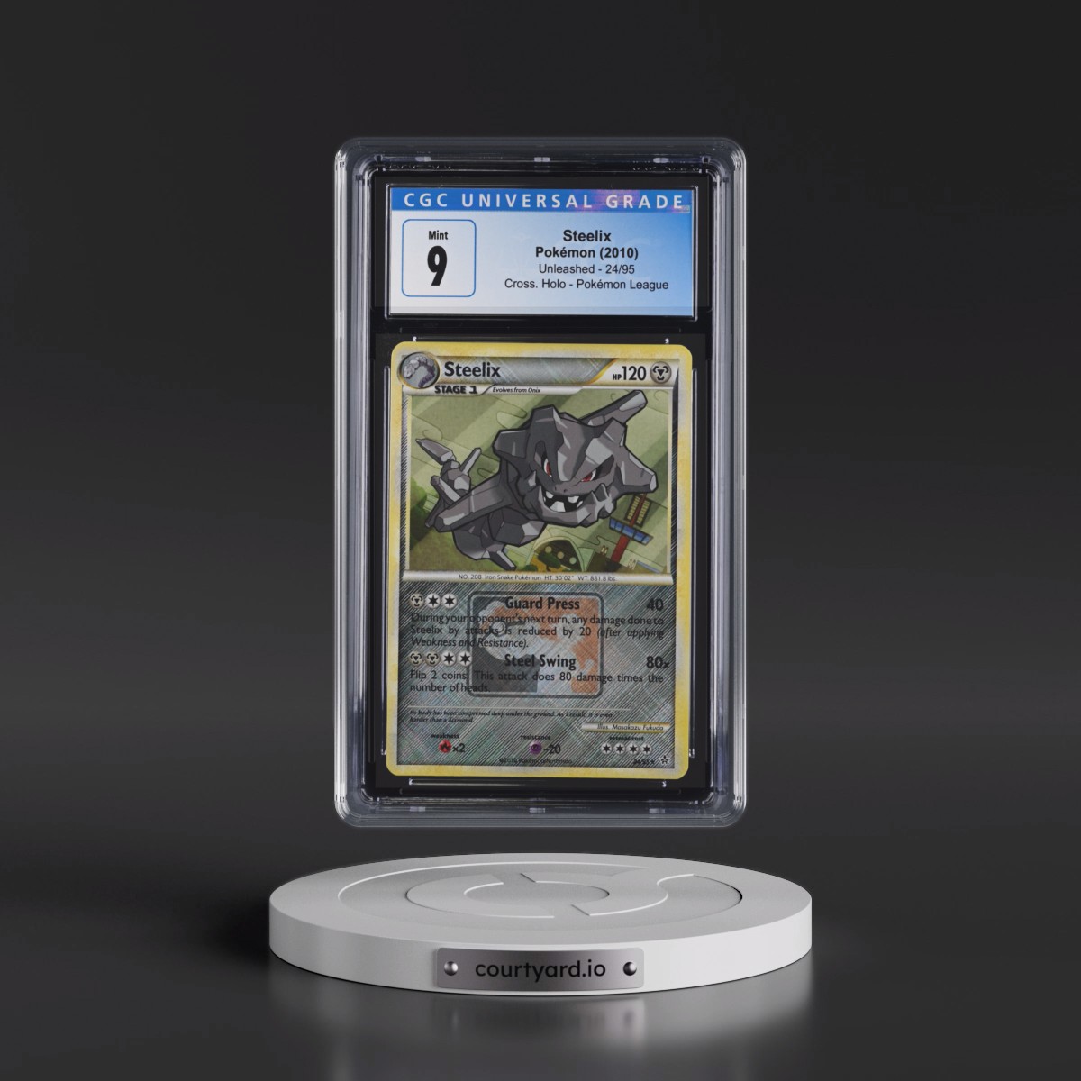 2010 Unleashed #24/95 Steelix - Pokémon League (Crosshatch Holo) (CGC 9 MINT)