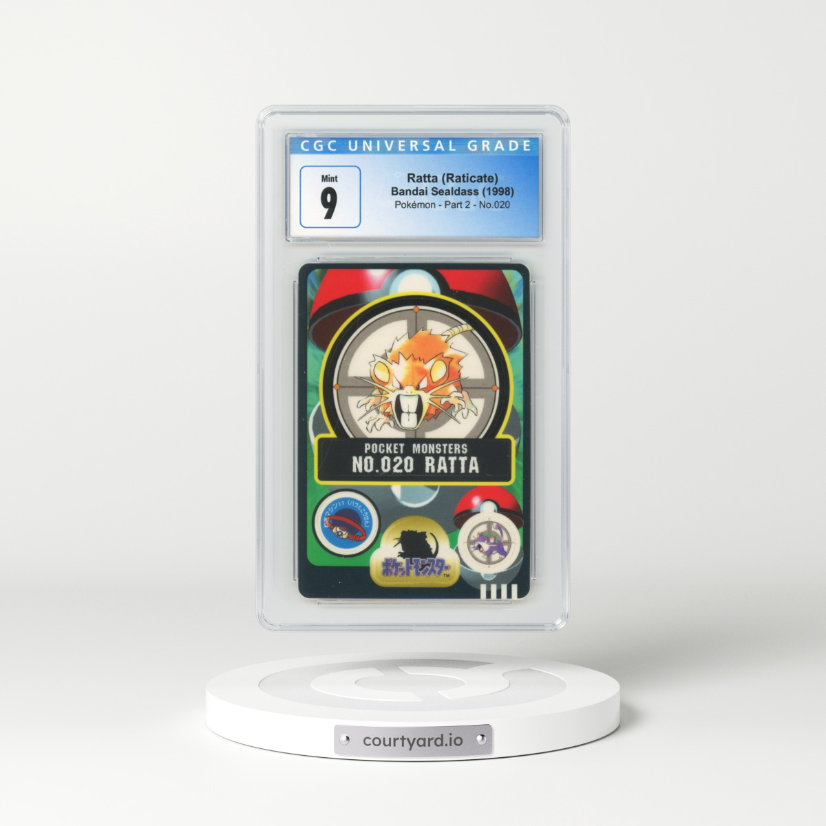 1998 Japanese Bandai Sealdass #20 Ratta (Raticate) (CGC 9 MINT)