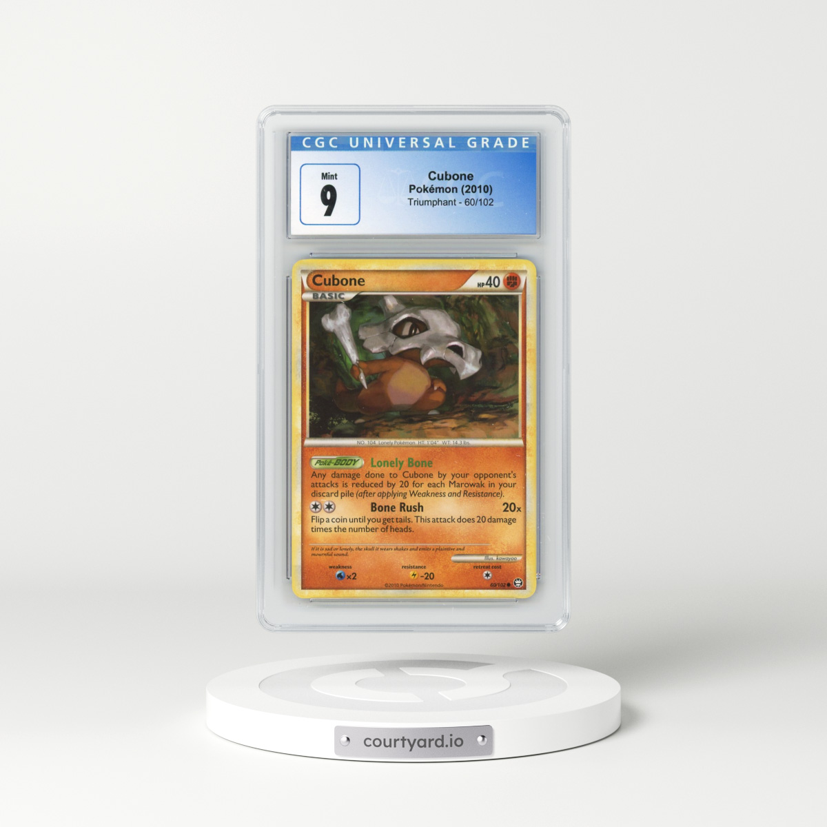 2010 Triumphant #60/102 Cubone (CGC 9 MINT)