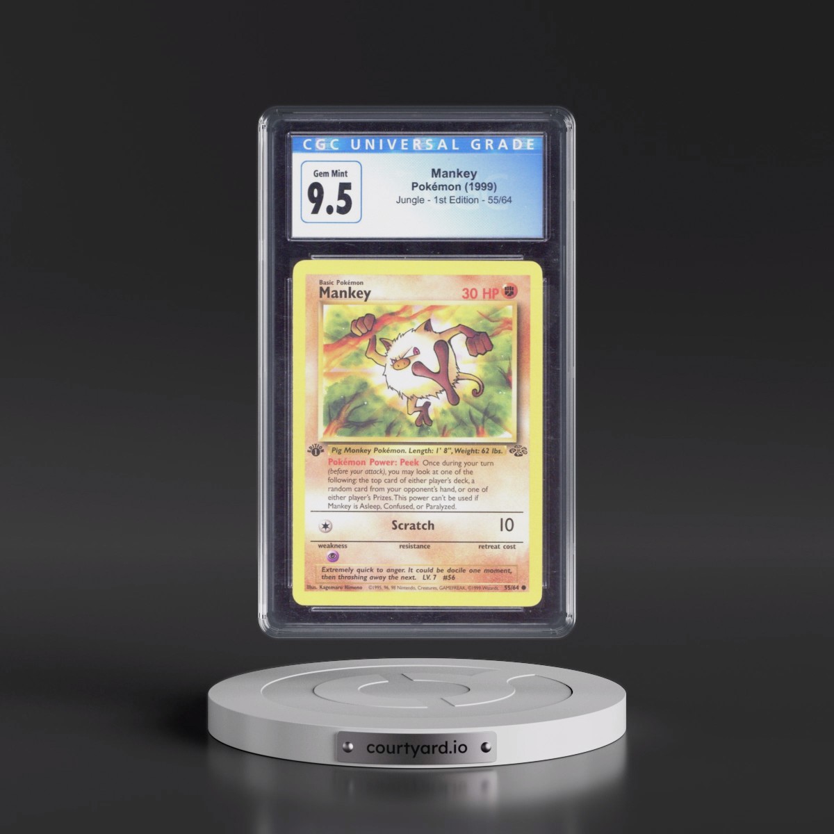 1999 Jungle #55/64 Mankey - 1st Edition 1st Edition (CGC 10 GEM MINT)