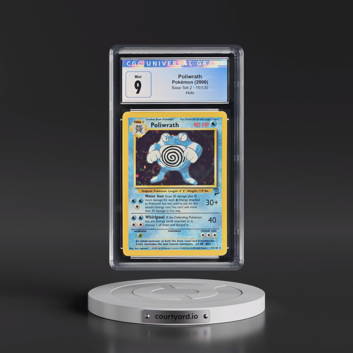 2000 Base Set 2 #15/130 Poliwrath - Holo (CGC 9 MINT)