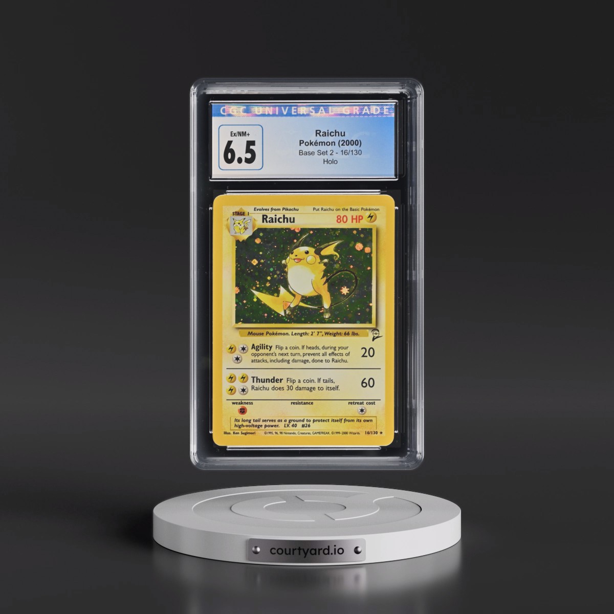 2000 Base Set 2 #16/130 Raichu - Holo (CGC 6.5 EX-NM+)