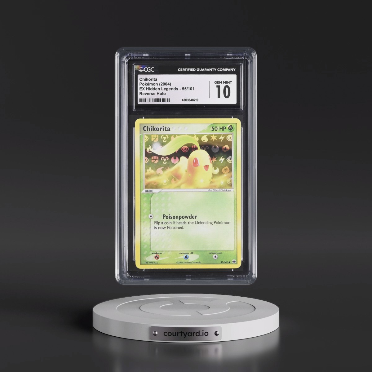 2004 EX Hidden Legends #55/101 Chikorita - Reverse Holo (CGC 10 GEM MINT)