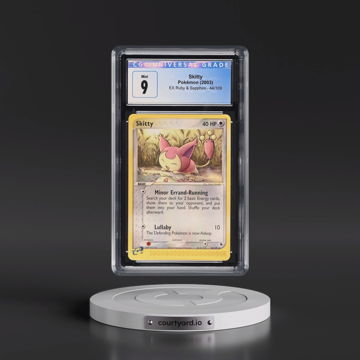2003 EX Ruby & Sapphire (2003 Copyright, w/ "e" Symbol) #44/109 Skitty (CGC 9 MINT)