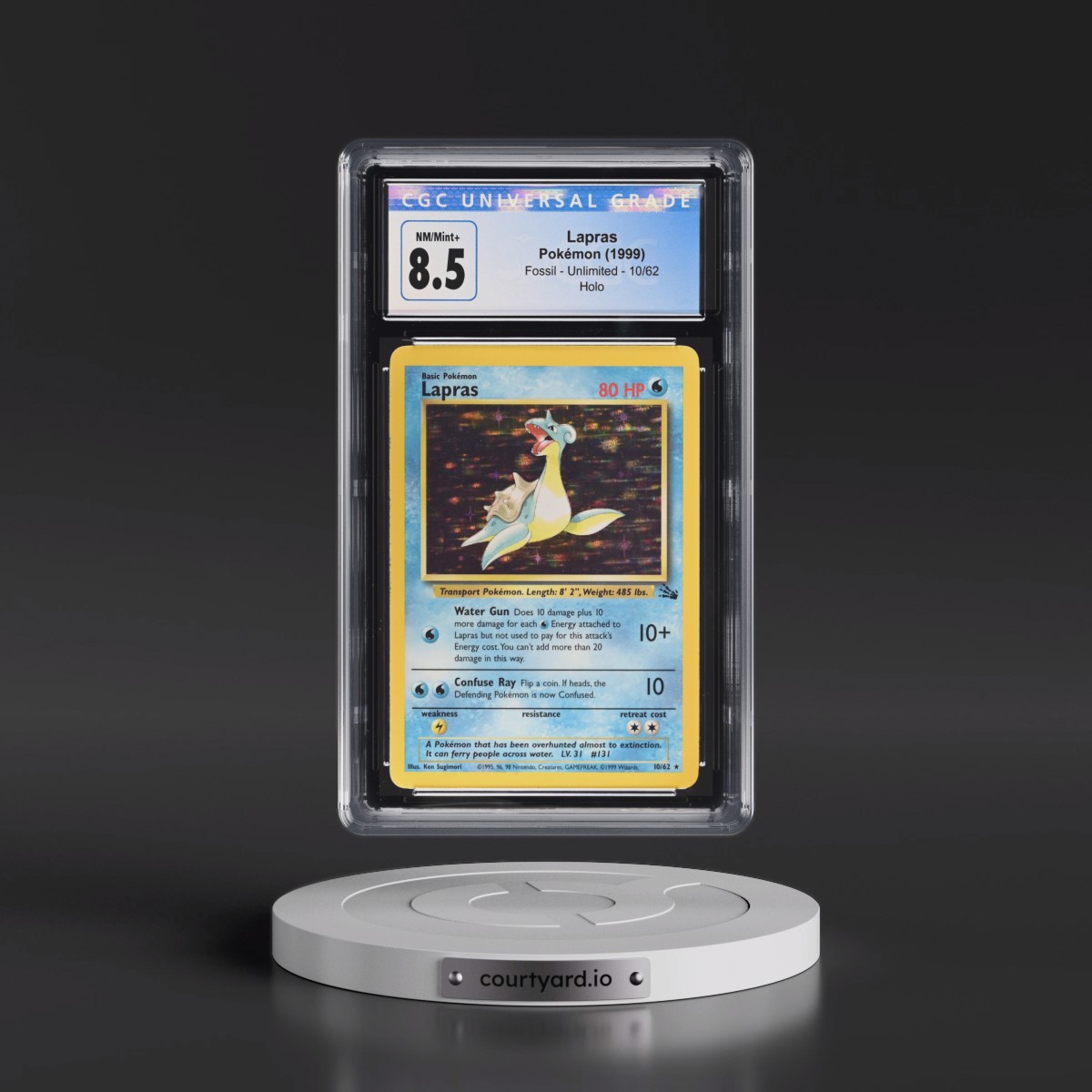 1999 Fossil #10/62 Lapras - Galaxy Star Holo (CGC 8.5 NM-MT+)