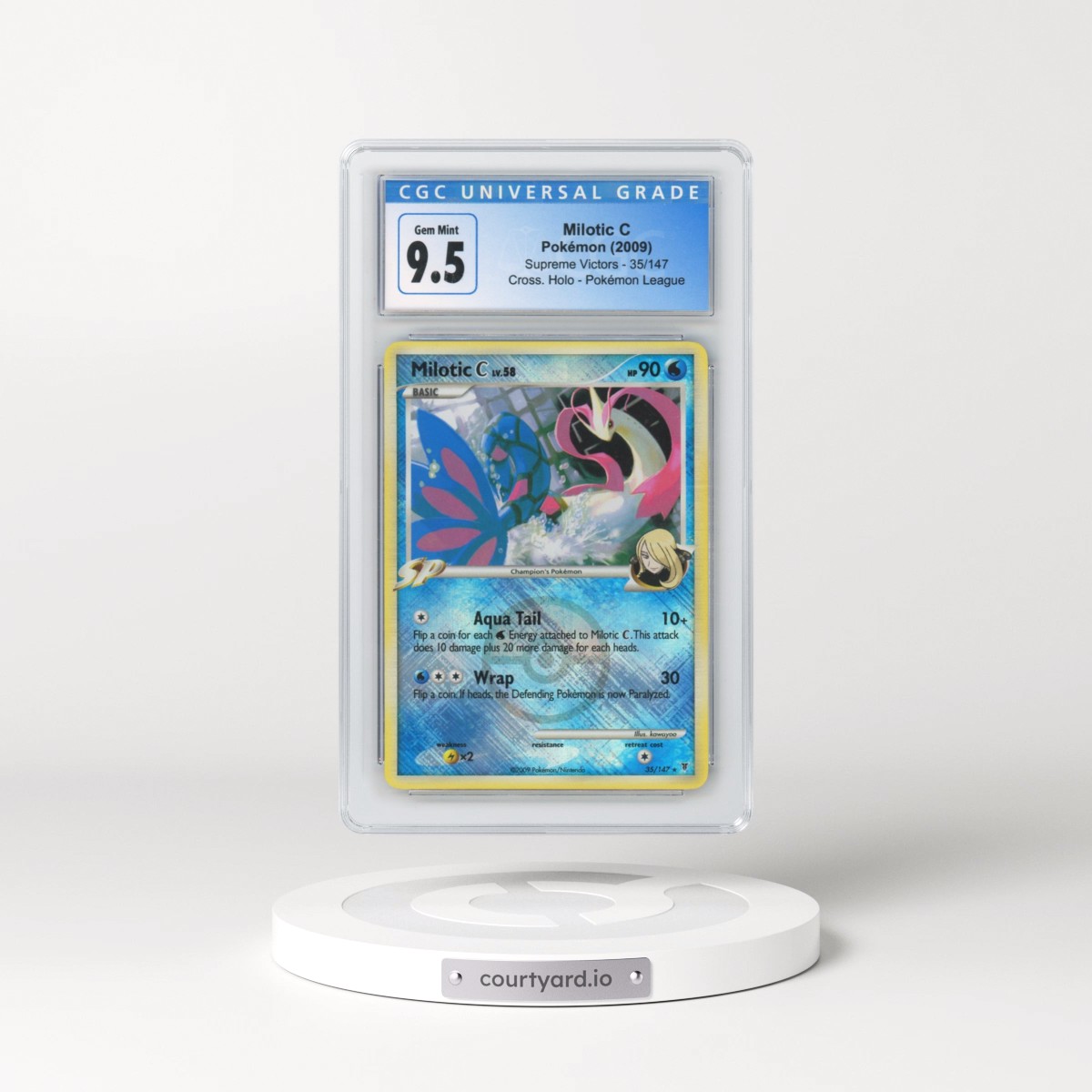 2009 Supreme Victors #35/147 Milotic C - Crosshatch Holo (Cross. Holo) Pokémon League (CGC 10 GEM MINT)