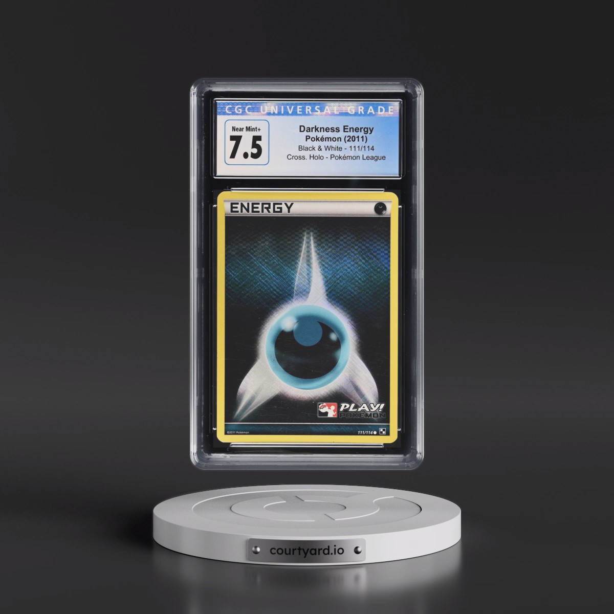 2011 Black & White #111/114 Darkness Energy - Pokémon League (Crosshatch Holo) (CGC 7.5 NM+)