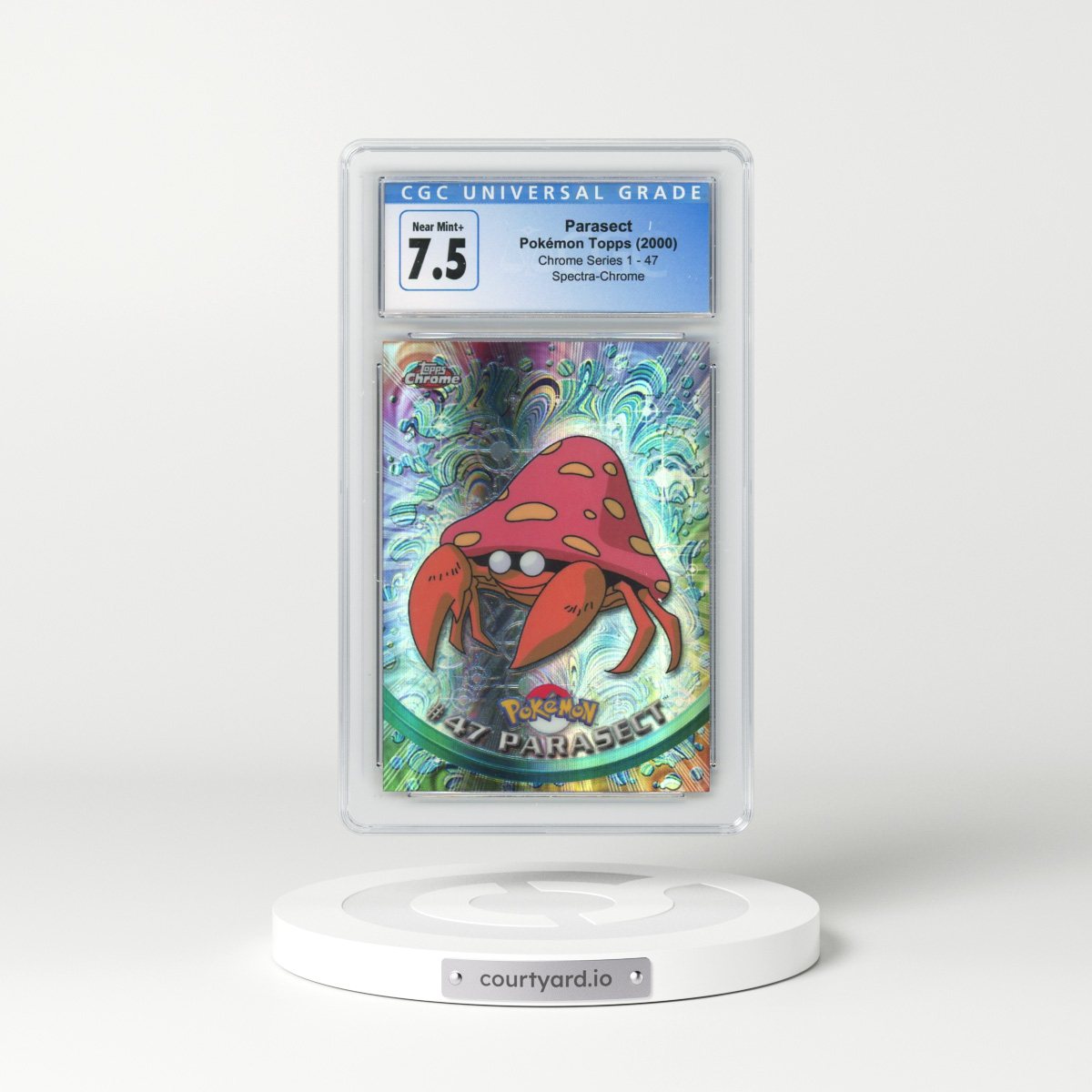 2000 Chrome Series 1 #47 Parasect - Spectra-Chrome (On Back of Card) (Topps Chrome Stamp on Front of Card) (CGC 7.5 NM+)