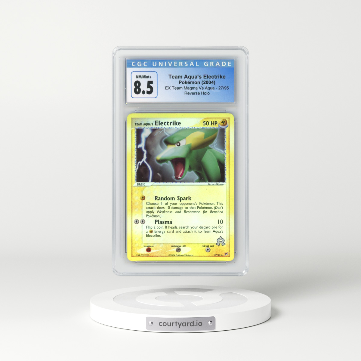 2004 EX Team Magma Vs Team Aqua #27/95 Team Aqua's Electrike - Reverse Holo (CGC 8.5 NM-MT+)