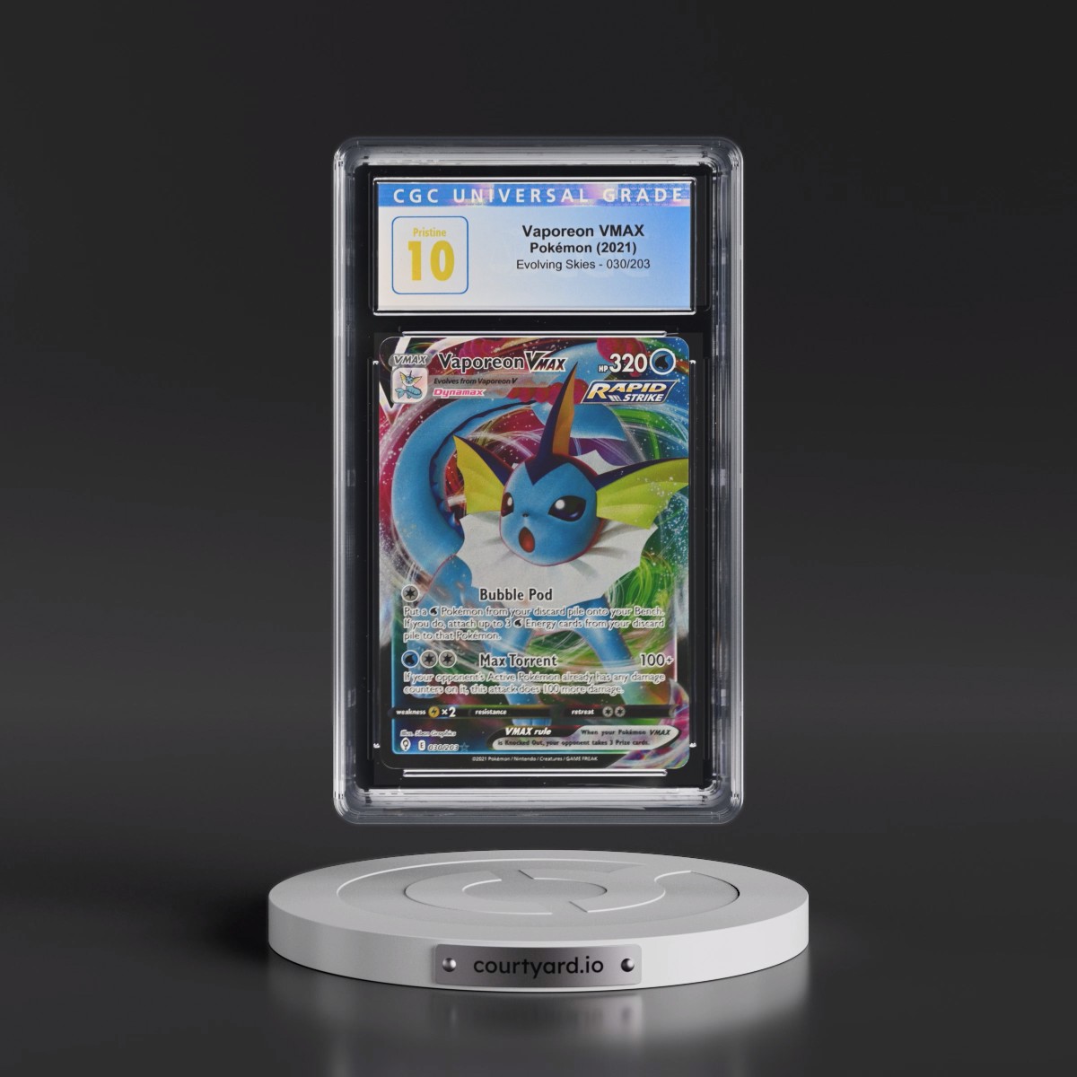 2021 Evolving Skies #030/203 Vaporeon VMAX - Holo (CGC 10 PRISTINE)