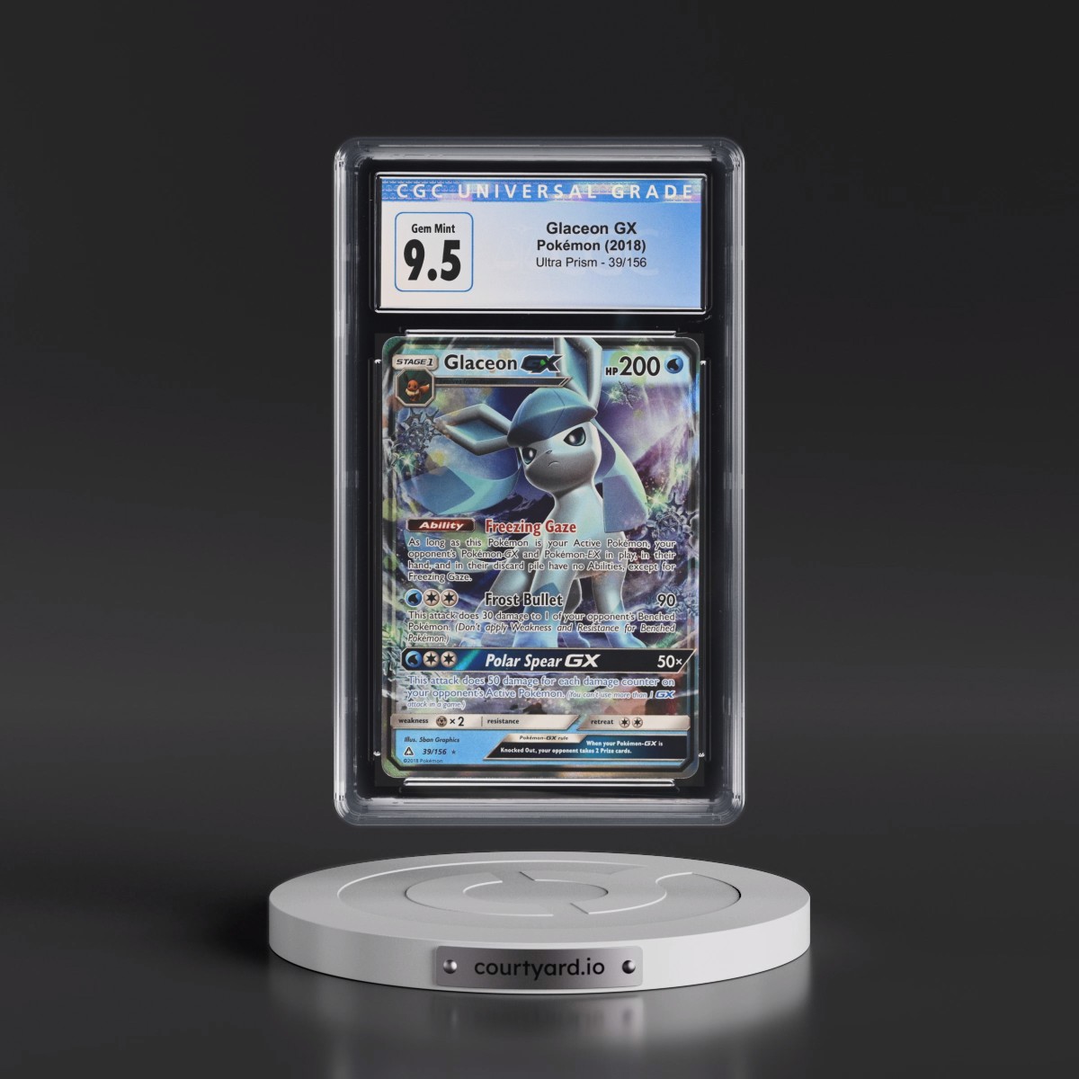 2018 Ultra Prism #39/156 Glaceon GX - Holo (CGC 10 GEM MINT)