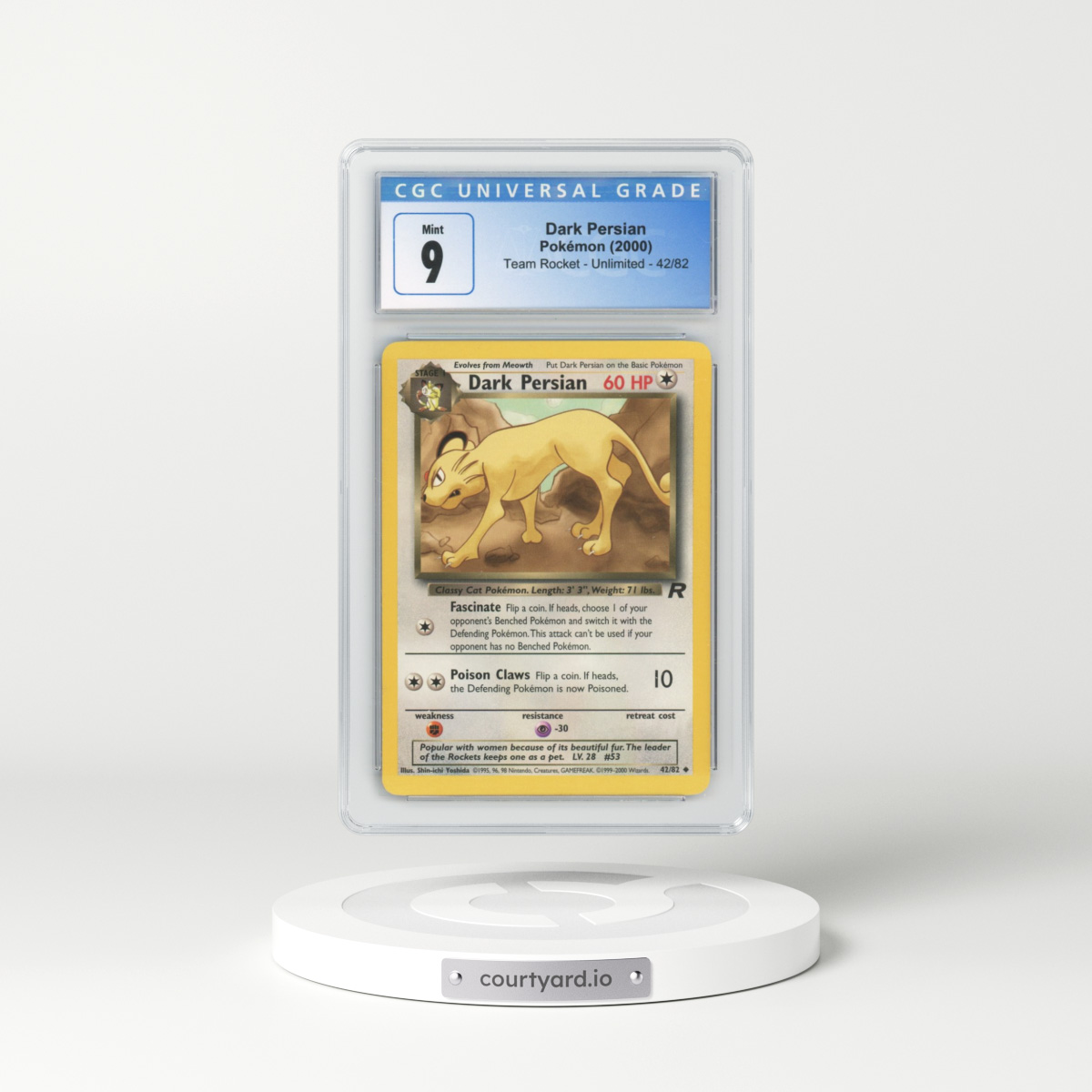 1999 Team Rocket #42/82 Dark Persian (CGC 9 MINT)