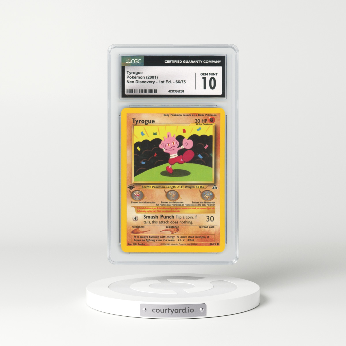 2001 Neo Discovery #66 Tyrogue - 1st Edition (CGC 10 GEM MINT)